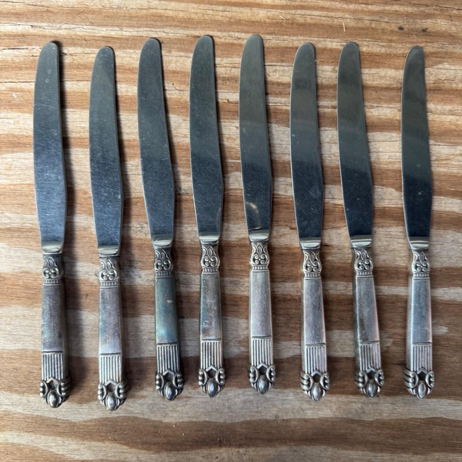 National Silver Co Guildcraft Astrid Silver Plate Knives Set of 8
