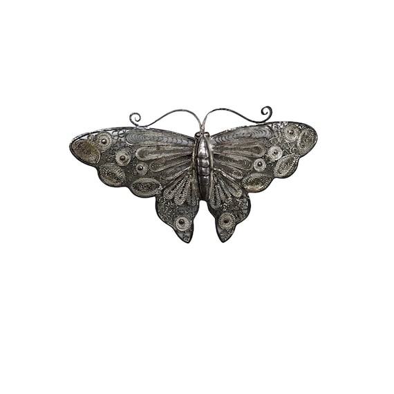 Vintage 950 SILVER Filigree Large Ornate Butterfly