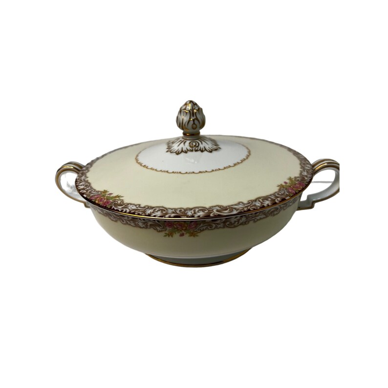 Noritake China Harmony 3906 Gold Trim Round Covered shops Vegetable Casserole dish