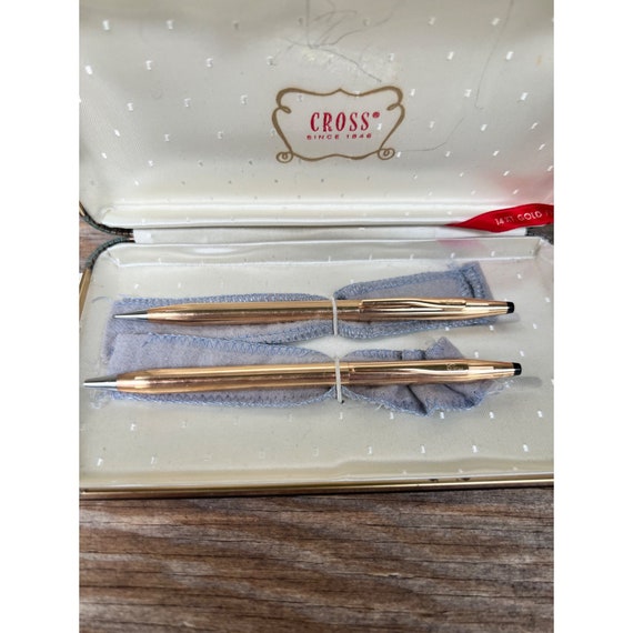 Vintage Cross 14K GOLD Filled Ball Point Pen & Pencil Set in