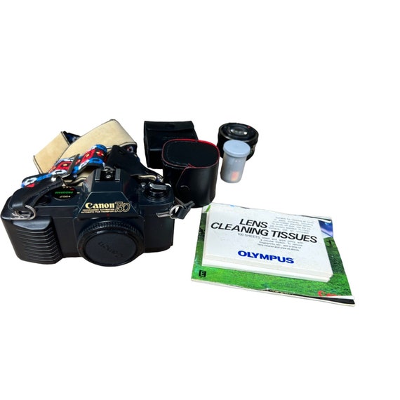 Vintage CANON T50 SLR 35mm Camera With Lenses Bag Accessories