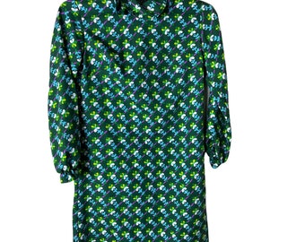 1960s Brookbridge Green Printed Mini Dress