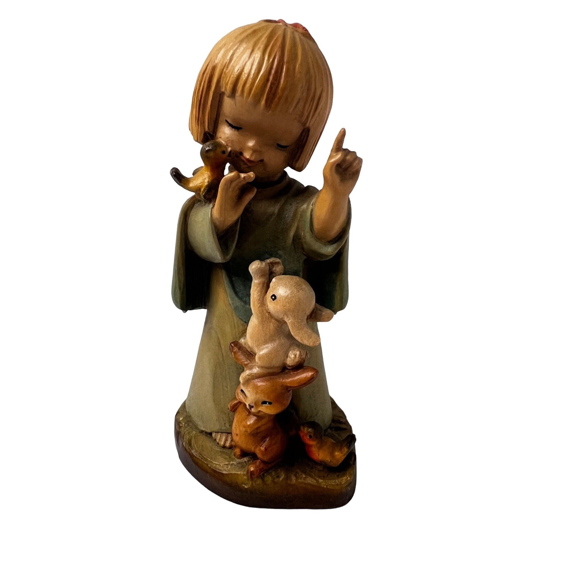 特大サイズ　ANRI Talking to the animals 52cm VTG. ANRI Ferrandiz Wood Hand Carved Talking to the Animals