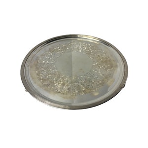 Fine Birks Sterling Silver Large Round footed Platter Tray Plate 948G