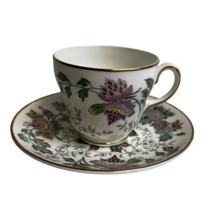 Wedgwood China Avon Lavender W3983 Pattern Peony Cup Saucer set