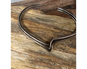 Vintage 925 Sterling Silver Modern Twist Tor Bangle Wave