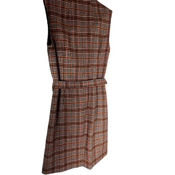 Vintage A-line 60's 70’s Brown plaid lined Dress … - image 5