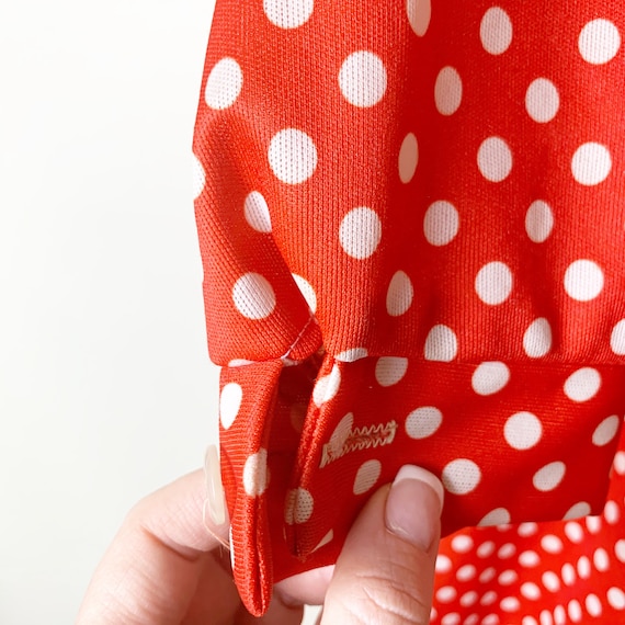 red and white polka dot dress 1970s Handmade. - image 2