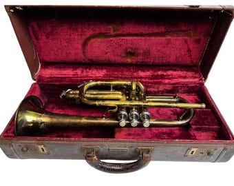 Vintage Pan American Cornet Trumpet 1950s Brass W/ Case Mouthpiece Vintage Pan American Cornet Trumpet 1950s Brass W/ Case Mouthpiece