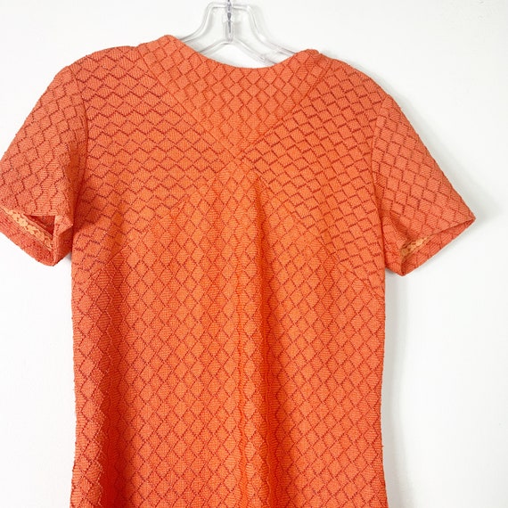 Vintage 60s Orange Shilt Style dress Mod Short Sl… - image 2