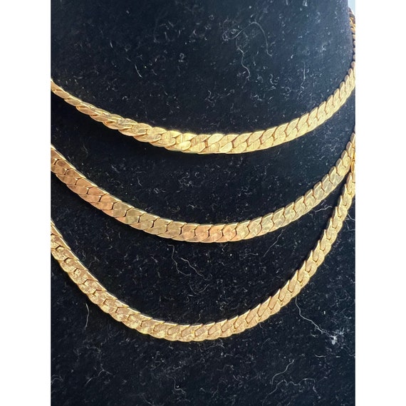 Vintage Goldette choker necklace 3 strand gold - image 2