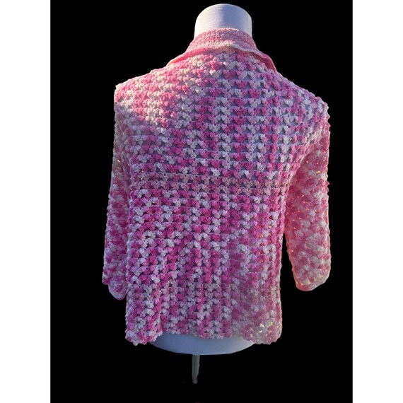 Vintage Women's Handmade Pink Crochet Doily Scall… - image 4