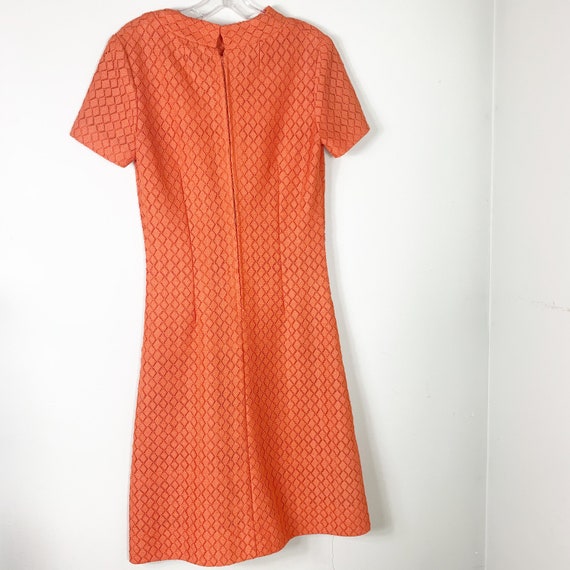 Vintage 60s Orange Shilt Style dress Mod Short Sl… - image 5