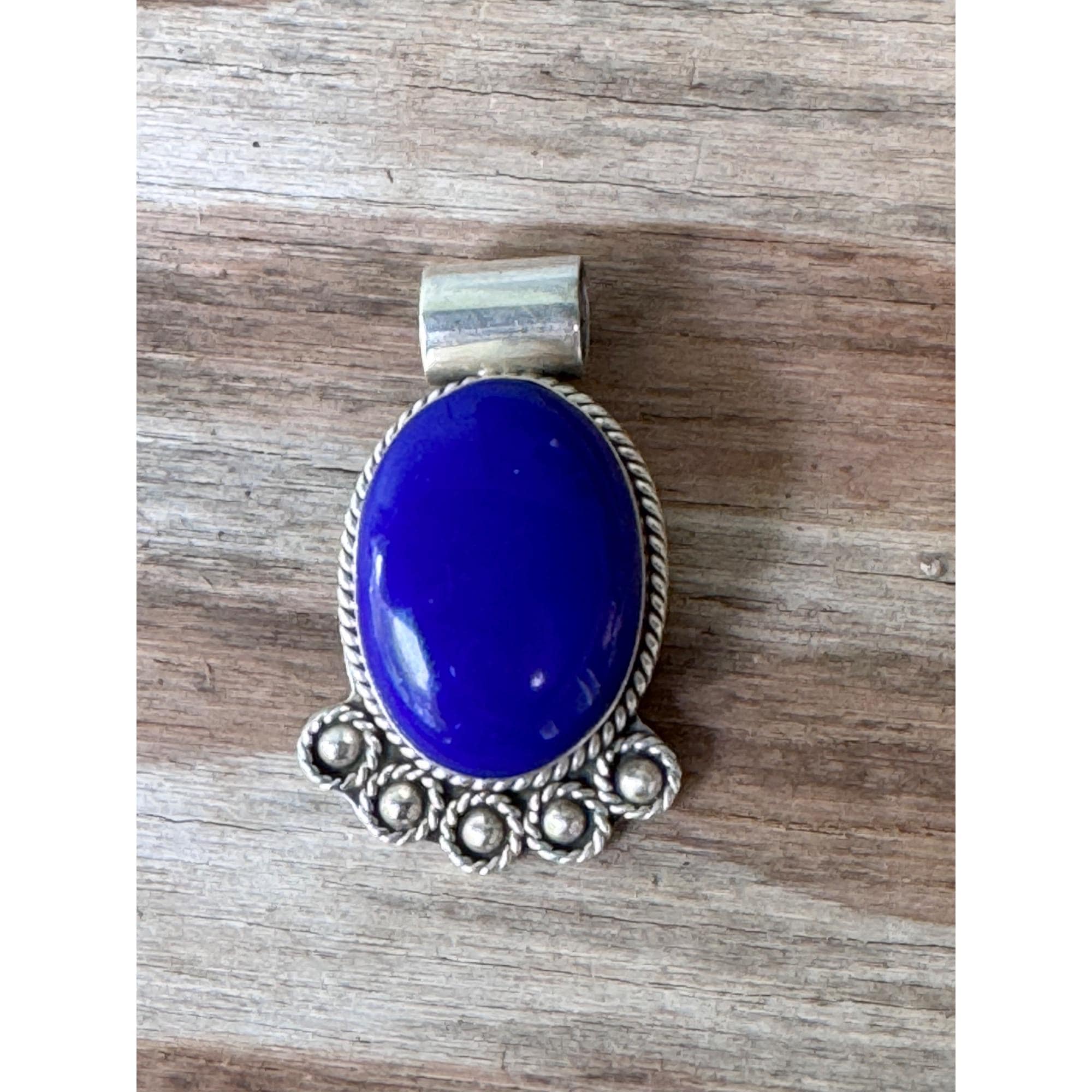 アクセサリー Vintage Mexican Silver Lapis Necklace925 Vintage-Signed-QT-Lapis-Lazuli