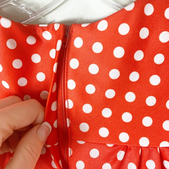 red and white polka dot dress 1970s Handmade. - image 5