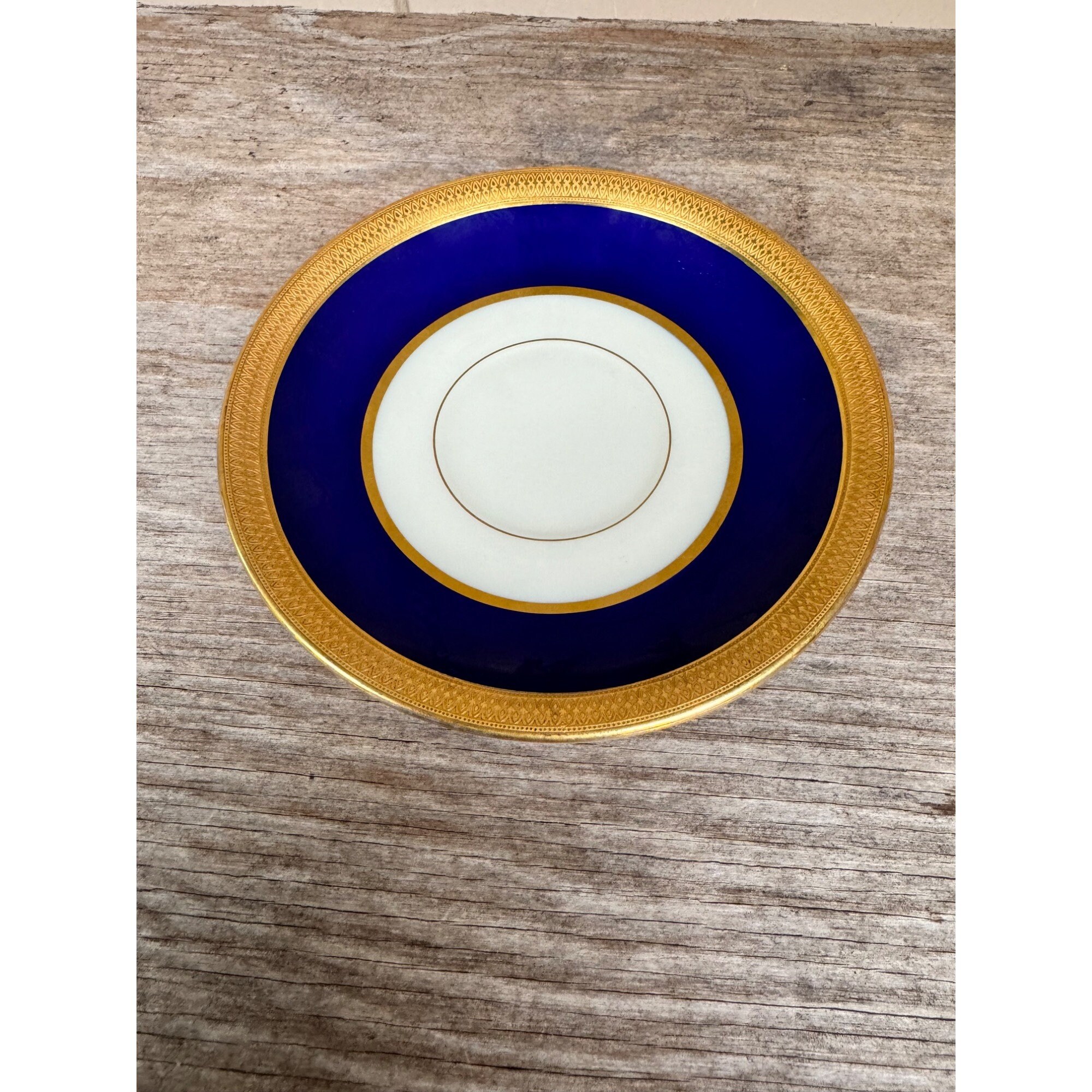 Antique Lenox Tiffany China Blue Gold Plate 6 1/8