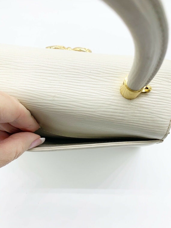 Designer hanae mori creamed color bag purse - image 3