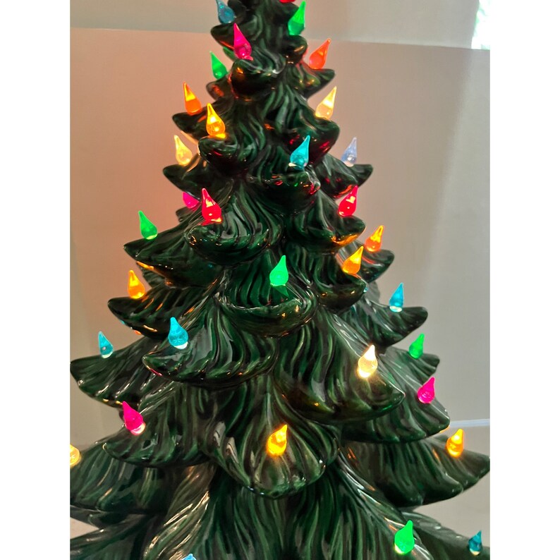 Huge Vintage Stunning Mid Century Ceramic Christmas Tree With Base Etsy