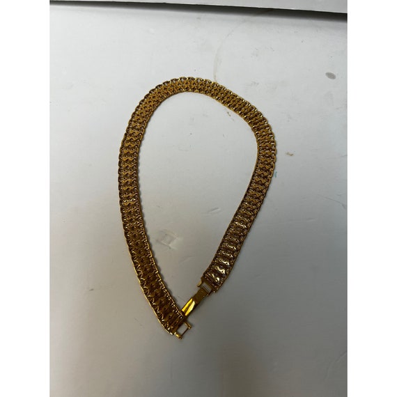 Monet statement runway necklace choker collar Gol… - image 4