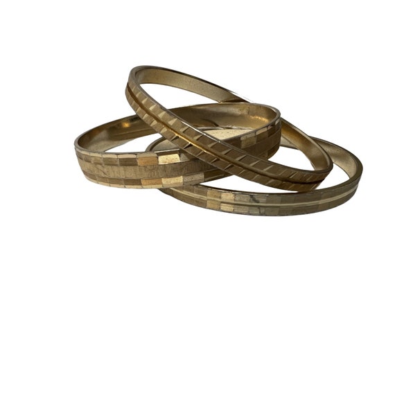 Set of 3 West Germany bangles gold 1980s - image 5