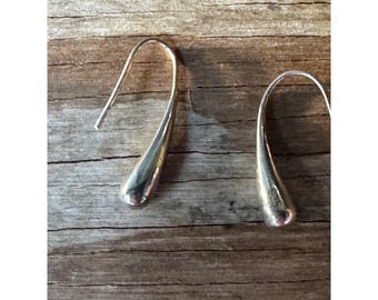 Sterling Silver Earrings Women Drop Dangle Hook 1.25" 5.32g Modern Minimalist