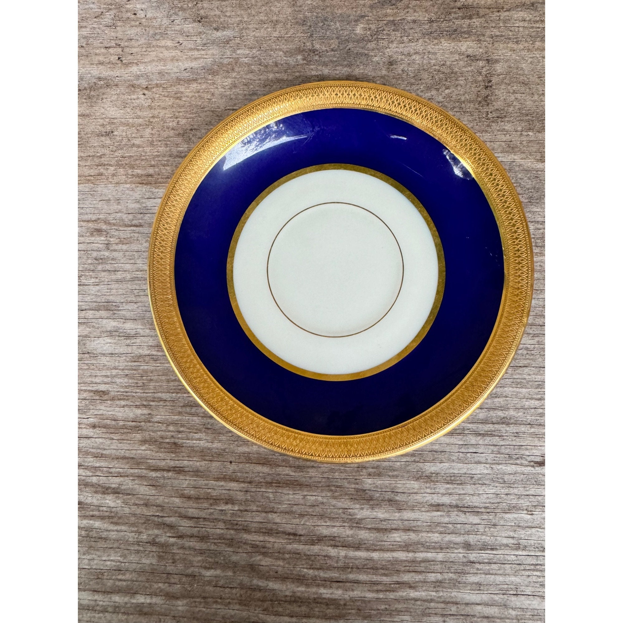 Antique Lenox Tiffany China Blue Gold Plate 6 1/8