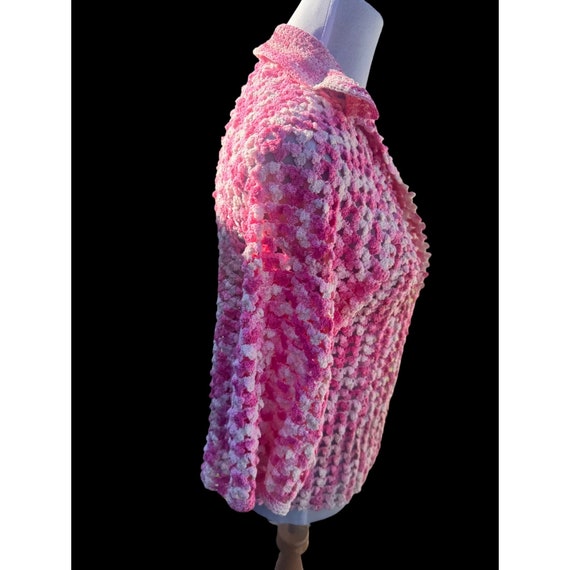 Vintage Women's Handmade Pink Crochet Doily Scall… - image 5