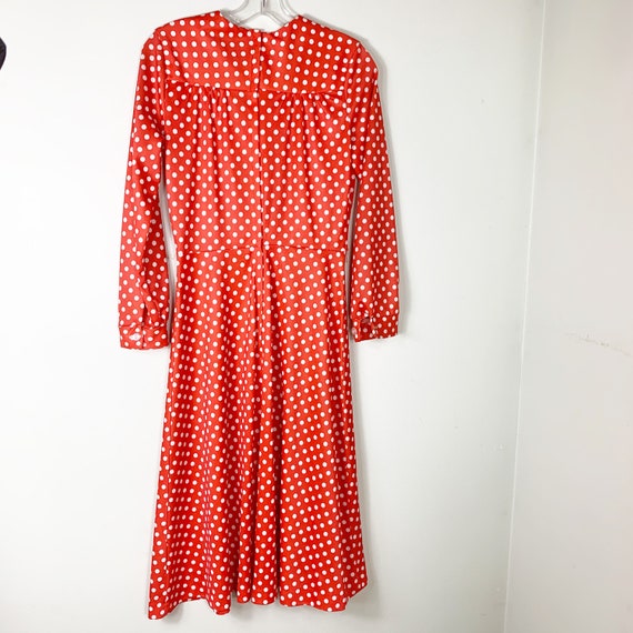 red and white polka dot dress 1970s Handmade. - image 6