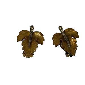 Signed PARK LANE Brushed Gold Tone Leaf Earrings Clip On Fall