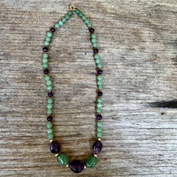 Jade and Amethyst Beaded Necklace