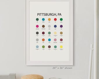 Pittsburgh, Pensilvânia (PGH, PA) - Presente para a mãe, decoração de apartamento em Pittsburgh, pôster decorativo para casa em Pittsburgh, PA, desenho de Pittsburgh