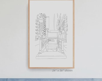 Impresión del metro de Nueva York, Impresión minimalista para el hogar de Nueva York, Decoración de pared del metro de Nueva York, Metro de Nueva York, Póster de trenes, Obra de arte del metro de Nueva York, Metro urbano