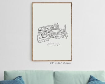 Comerica Park Detroit Tigers Fan Zeichnung, Comerica Park Kunstdruck, Detroit Tigers Fan Art, Tigers Baseball Zeichnung, Tigers Baseball Kunst