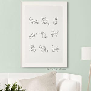 Cat Line Art Poster, Cat Lover Wall Art Gift, Minimal Cat Line Drawing, Wall Art Decor, Cat Gifts, Cat One Line Print, Single Line Art Decor