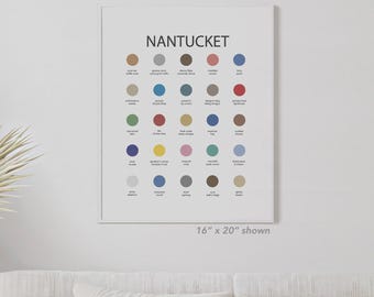 Nantucket, Massachusetts City Color Palette Print, Massachusetts Art Print, Housewarming Gift for Mom, Home Decor, Massachusetts Map Print