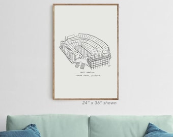 Levi's Stadium Print San Francisco CA 49ers fan art, 49ers drawing painting stadium art, Gift for 49ers fan Dad download, SF Cali tote bag