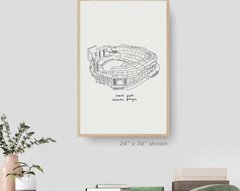 Truist Park Atlanta GA Print, Atlanta Braves Fan Art, Braves baseball art, Atlanta stadium drawing, Georgia gift for Dad, Atlanta GA sports