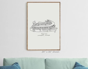 Arte de béisbol de los Minnesota Twins en Target Field, béisbol de los Minnesota Twins, póster de béisbol de los Twins, fanáticos de los Twins, regalo para papá, arte de béisbol de Minnesota