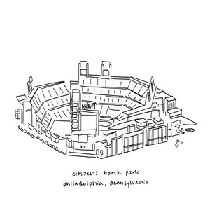 Citizens Bank Park Drawing Art, Philadelphia Phillies fan art, Philly baseball, Phillies stadium art, Phillies fan gift, Gift for Dad Philly image 4