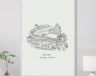 Petco Park San Diego Print, SD Padres Fan Art, SD Padres baseball poster, Padres fan poster, San Diego baseball print, Padres fan print, SD