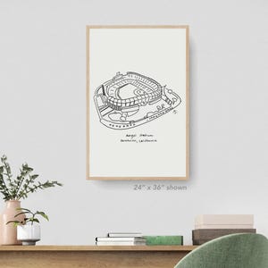 Angel Stadium of Anaheim CA, LA Angels stadium print, LA Angels art, Angels poster print, Angels fan art, Los Angeles Angels baseball poster