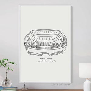 New York Giants Jets Stadium Print, Metlife Stadium drawing painting download, Jets Giants Fan gift, Football gift for dad, NY Jets tote bag