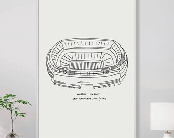 Impresión del estadio de los New York Giants y los Jets, descarga de dibujo y pintura del estadio Metlife, regalo para fan de los Jets, regalo de fútbol para papá, bolso de mano de los NY Jets