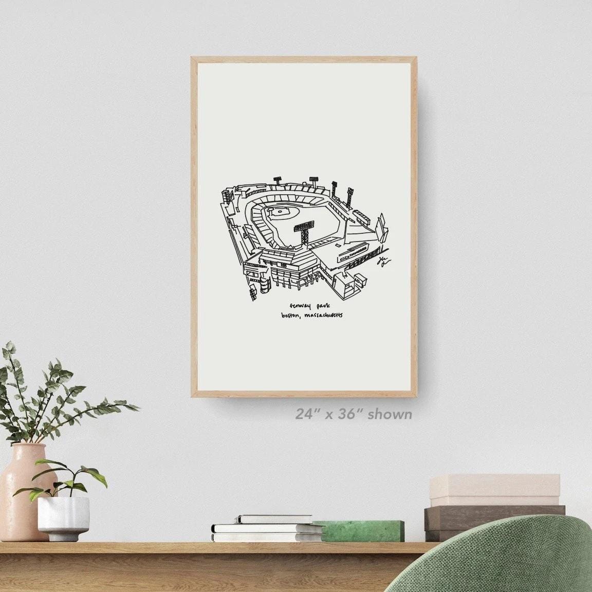 Fenway Park Boston MA Art, Red Sox Fan Art, Red Sox baseball art, Boston stadium drawing, Red Sox gift for Dad, Fenway sports art Sox fan
