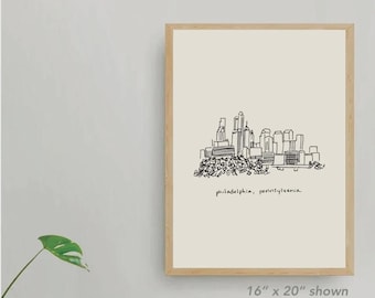 Philadelphia PA Skyline Print, Philly Wall Art Poster, Minimalistisk Pennsylvania Skyline, Philly Eagles Ritning Målning Stadsbild Hemstad