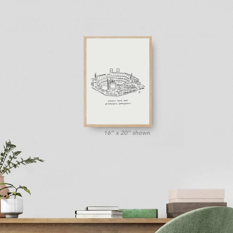 Citizens Bank Park Drawing Art, Philadelphia Phillies fan art, Philly baseball, Phillies stadium art, Phillies fan gift, Gift for Dad Philly image 2