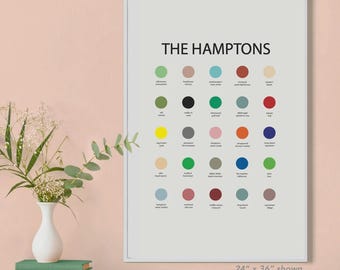 The Hamptons, Hamptons Palette Print, Hamptons Art Print, Hamptons Illustration, Wall Decor, Hamptons Poster, Long Island, Hamptons house