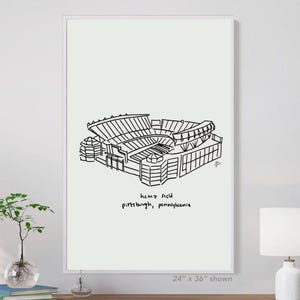 Heinz Field Pittsburgh Steelers Fan Art, Steelers football stadium drawing poster, painting gift for dad, PGH PA tote bag student download