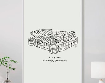 Heinz Field Pittsburgh Steelers Fan Art, Steelers football stadium drawing poster, painting gift for dad, PGH PA tote bag student download