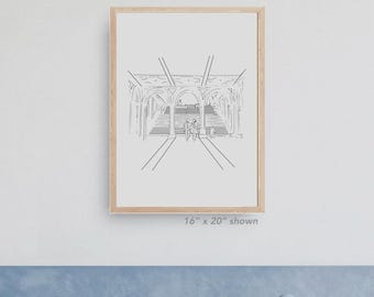 Central Park Arches Print, New York Architecture Poster Print, Minimalistische New York Print, New York Landscape Line Art Wall Decor, Arches UWS